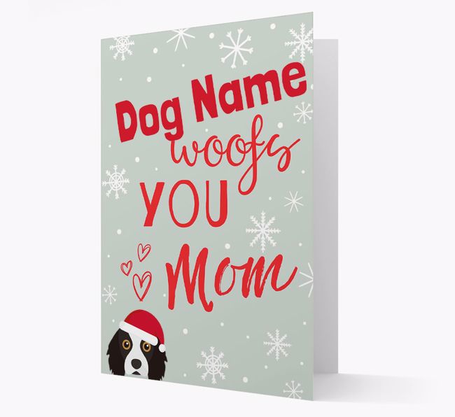 'I Woof You Mom' Card with your {breedFullName} Christmas Icon